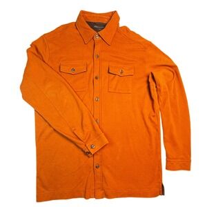 Johnston & Murphy XL Burnt Orange Shirt Jacket Shacket Button Front Cotton Mens